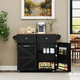 thumbnail image 4 of Costway Rolling Kitchen Island Kitchen Island Cart with Drop Leaf Trash Can Cabinet Black, 4 of 10