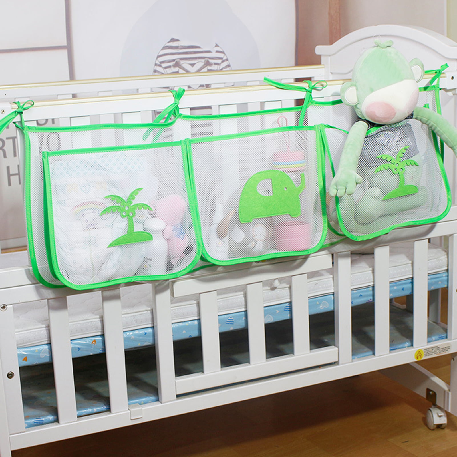 Baby Crib Cot Bed Bedside Hanging Storage Bag Diaper Clothes Organizer Pocket 