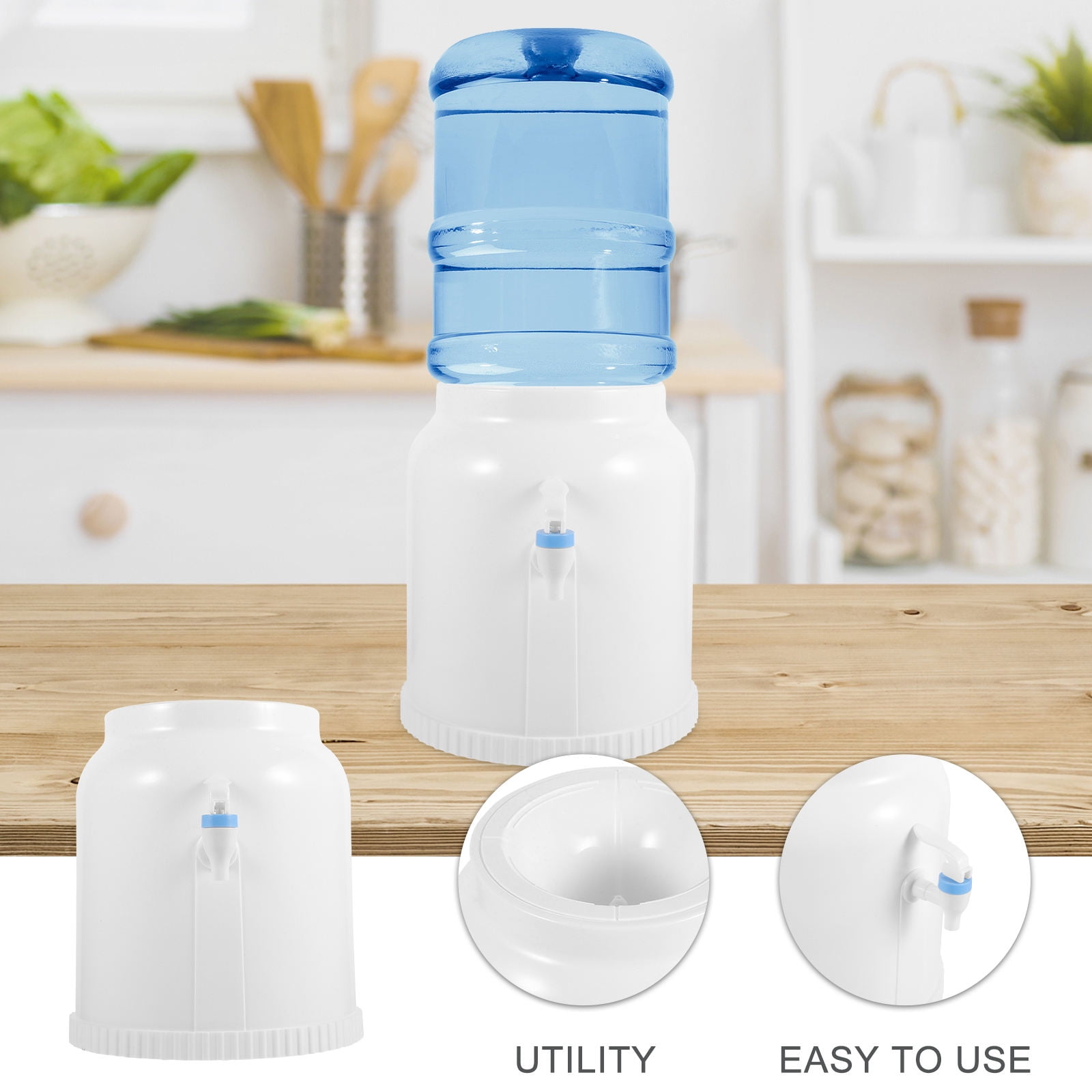 HEMOTON Portable White Plastic Mini Water Dispenser for Desk Storage Versatile Use Holds Bottled Drinks 14.5x10.5x3.5 inches
