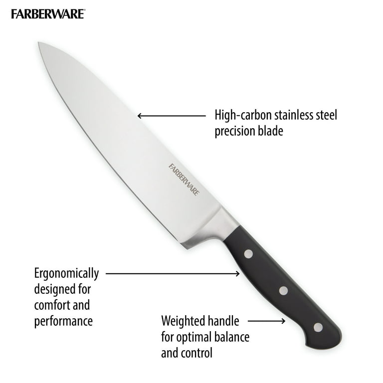 Farberware 13Piece Stainless Steel Knife Block Set Built in Sharpener in  Drawer Steak Knives Naturalkitchen knives