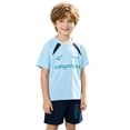 thumbnail image 4 of OOOUM Boys 2 Piece Matching Clothing Set Breathable Ice Silk Short Sleeve Sports Sets Cool Comfort Sports Outfits Sets Blue 5-6 Years, 4 of 9