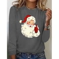 thumbnail image 2 of Camiseta con estampado navideño para mujer, Top holgado y cómodo de manga larga, estilo informal, primavera y otoño, novedad, 2 of 5
