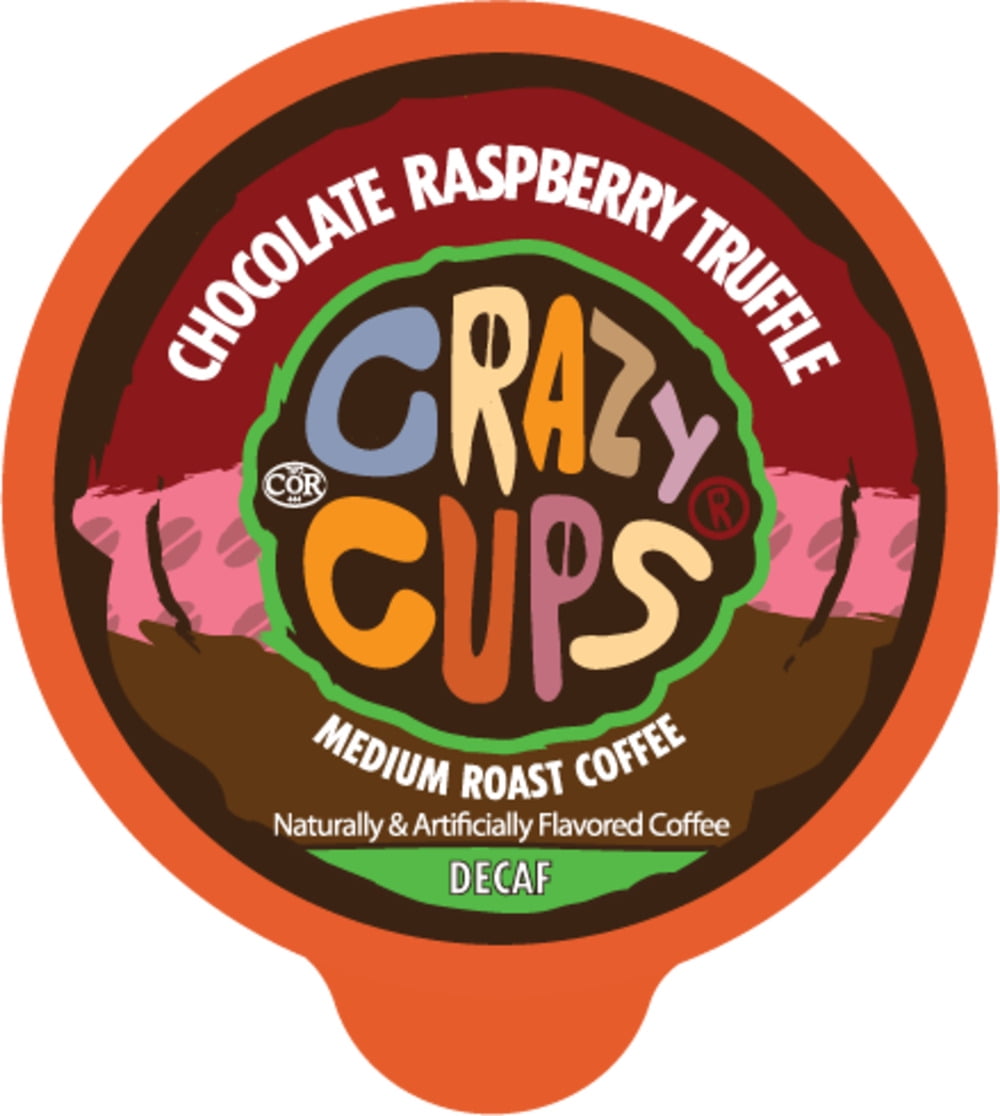 Crazy Cups Decaf Chocolate Raspberry Truffle Coffee Pods, Medium Roast, 22 Count for Keurig K-Cup Machines
