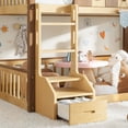thumbnail image 6 of Harper & Bright Designs Full over Full Bunk Bed with Storage Drawers and Bookshelf, House Bunk Bed Frame with Roof and Windows, Solid Wood Bunk Bed with Playhouse Design, Natural, 6 of 14