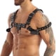 thumbnail image 1 of Cofre de Piel Brillante para Hombre - Arnés Rojo y Negro, con Correas Ajustables con hebilla - Disfraz de Carnaval, Club - Talla Única, 1 of 3