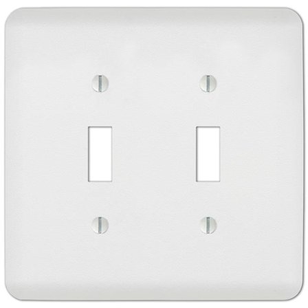 Perry Textured 2 Gang Stamped Steel Toggle Wall Plate, White