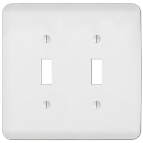 Perry Textured 2 Gang Stamped Steel Toggle Wall Plate, White
