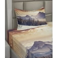 thumbnail image 2 of Ambesonne Nature Fitted & Top Sheet Set with Sham, Winter Evening Mountain, Multicolor, 2 of 4