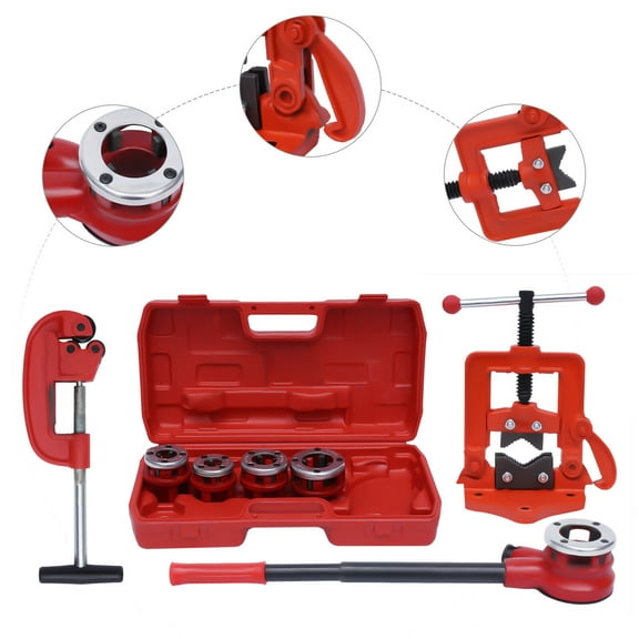 MONIPA Threader Ratchet Type Pipe Cutter Threading Tool w/5Dies Set 1/2" Up to 2" BSPT