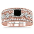 thumbnail image 2 of 2 Carat Black Diamond Antique Trio Bridal Set Engagement Ring on 10k White Gold, 2 of 3