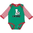 thumbnail image 3 of Inktastic First Birthday Soccer 1 Year Old Boys or Girls Long Sleeve Baby Bodysuit, 3 of 5