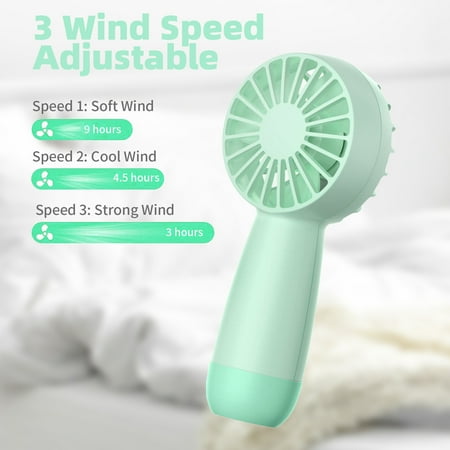 

Handheld Fan 1500mAh Rechargeable Battery Portable 3 Speeds Mini Pocket Fan Green