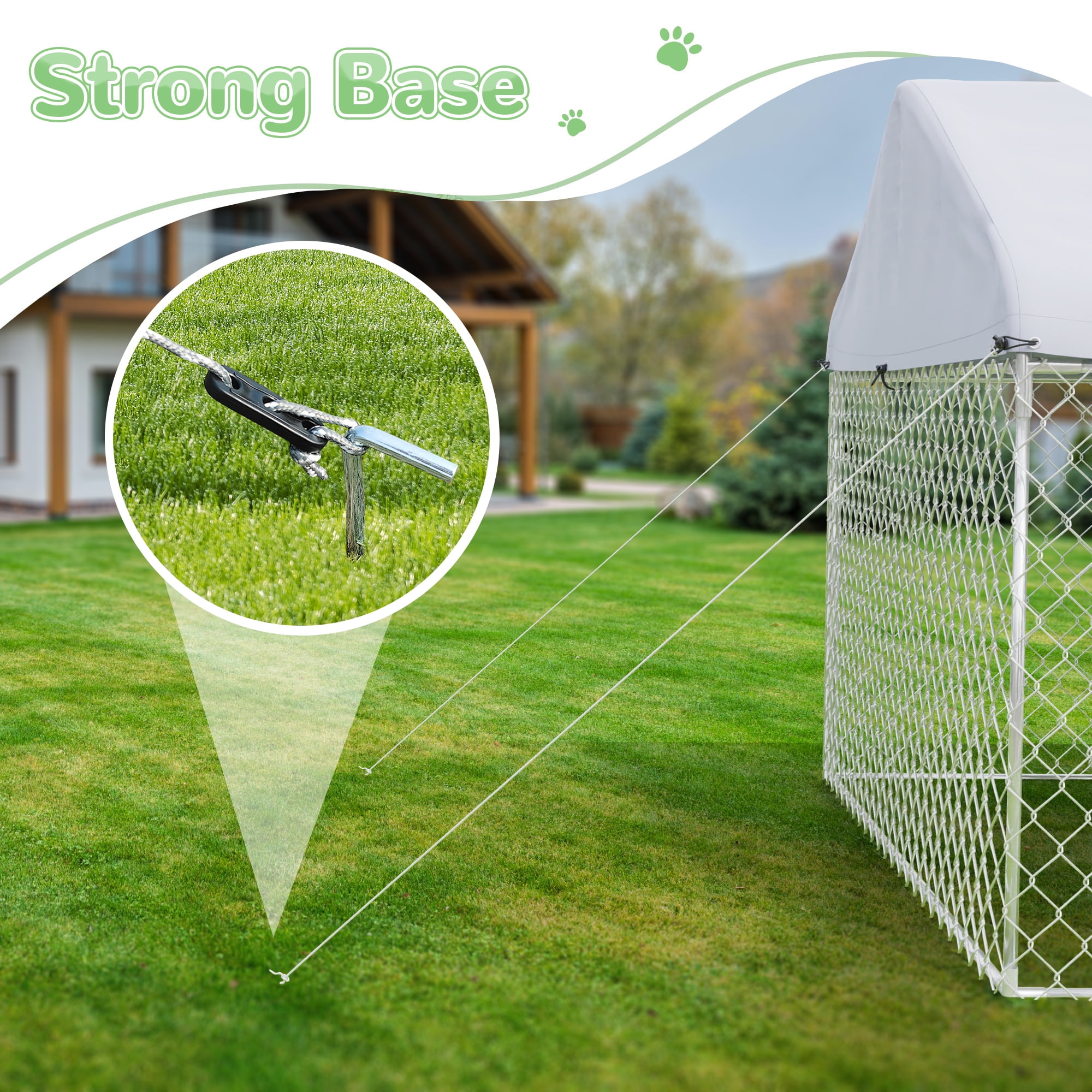 EUNHOO Outdoor Dog Kennel,7'L x 5.9'W x 5.05'H Large Dog Fence Outside with Roof, Metal Wire Dog House for Yard, Dog Enclosure for Big Dog Run