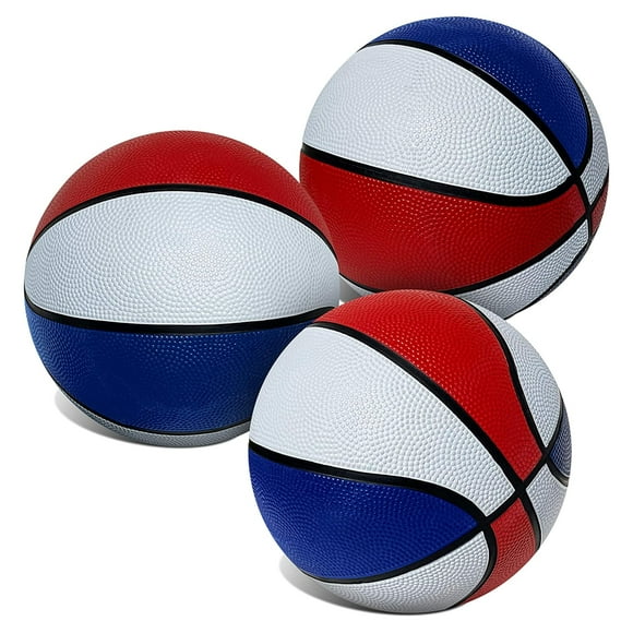 Botabee Red White and Blue Mini Basketball Set for Pop A Shot Basketball Arcade Games - Size 3 7 Junior Basketballs Suitable for Indoors Outdoors and Arcade Basketball - 3 Pack