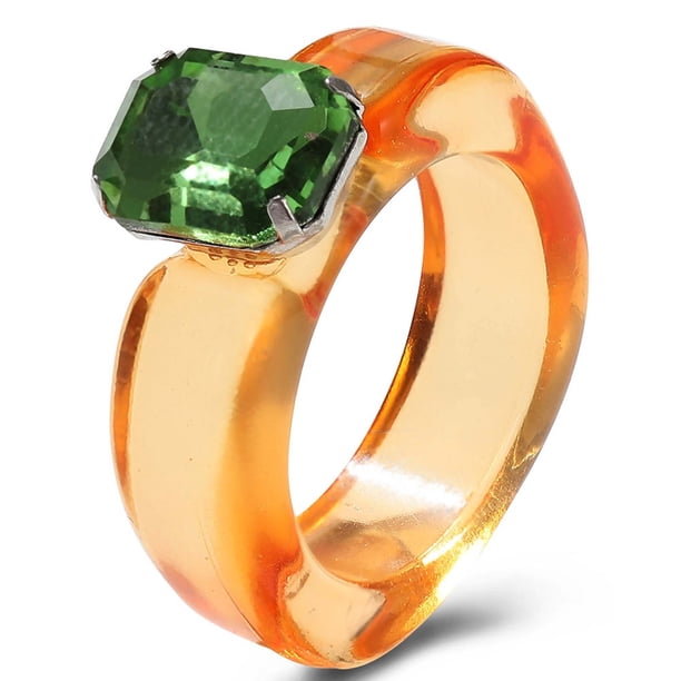 Pisexur Belleza Maquillaje Anillo de diamantes de color gelatina, dulce y colorido, de resina, para niñas y niños.para mujeres y hombres