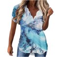 thumbnail image 1 of Blusa de manga corta con cuello en V y estampado informal de verano para mujer Fridja hjk6278, 1 of 5