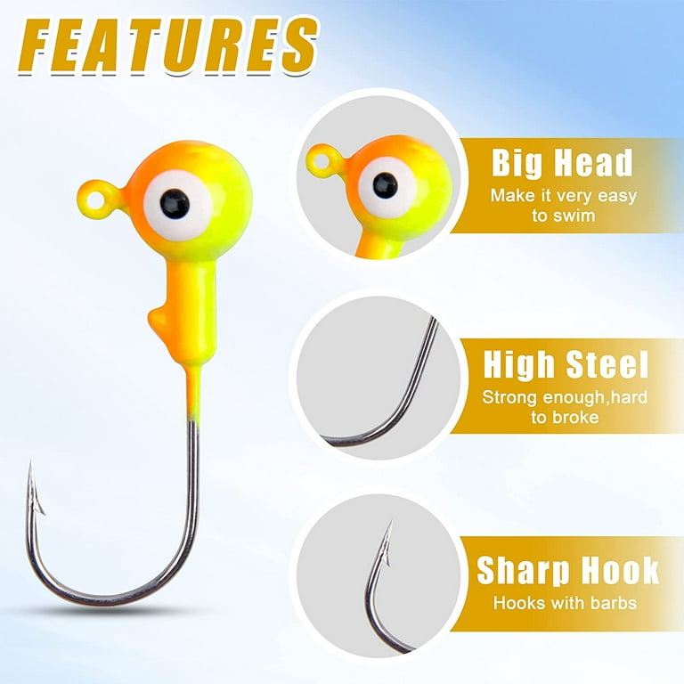 Fishing Jig Head Hooks Kit- 46pcs Crappie Fishing Jig Hooks for