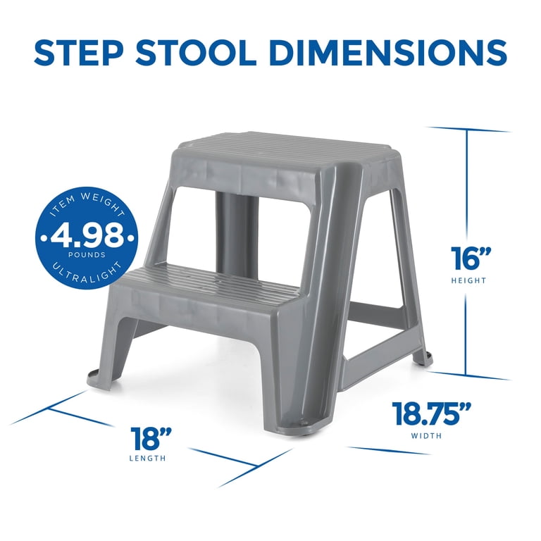 Gracious Living 2-Step Portable Plastic Stool, Gray photo 6