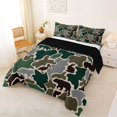 thumbnail image 2 of Manfei Cute Rabbit Full Size Comforter Sets,Rustic Camo Print Bedding Comforter Set,Green,Black Reversible,3pcs,1 Comforter and 2 Pillowcases, 2 of 7