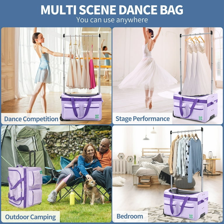 Slsy Dance Bag With Garment Rack 28 Dance Costumes Rolling Garment Bags with Wheels for Competition Shows Performances Travel Walmart