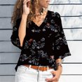 thumbnail image 2 of Giftesty Womens Plus Size Clearance Women Loose Floral Print Three Quarter Sleeve V-Neck T-Shirt Tops Blouse, 2 of 5