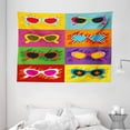 thumbnail image 1 of 70s Party Decorations Tapestry, Pop Art Style Sunglasses Vibrant Colorful Combination Summer Fun, Wall Hanging for Bedroom Living Room Dorm Decor, 80W X 60L Inches, Multicolor, by Ambesonne, 1 of 2