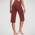 thumbnail image 5 of Petite Capri Shorts for Women Knee Length Stretch Bermuda Casual Long Shorts With Pockets Summer Outdoor Walking Lounge Gym Red M, 5 of 7
