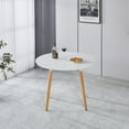 thumbnail image 2 of Tcbosik 39.3"-70.8" Expendable Dining Table for 6-8 Person, Oval Kitchen Table for Living Room, Space Saving, Matte White & Natural, 2 of 7