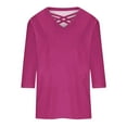 thumbnail image 3 of Patlollav Womens V Neck 3/4 Sleeve T Shirts Casual Basic Summer Tees Shirts Loose Fit Tunic Tops Fall Pullover, 3 of 6