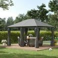 thumbnail image 2 of Outsunny 10'x13' Steel Frame Patio Gazebo, Canopy Shelter for Garden, Gray, 2 of 10