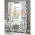 thumbnail image 4 of Pink Yellow Spring Floral Sheer Curtains 84 Inch Length 2 Panels Set, Watercolor Summer Botanical Voile Window Treatment Rod Pocket Curtains Sheers Drapes for Bedroom/Living Room/Kitchen 52"x84"x2, 4 of 7