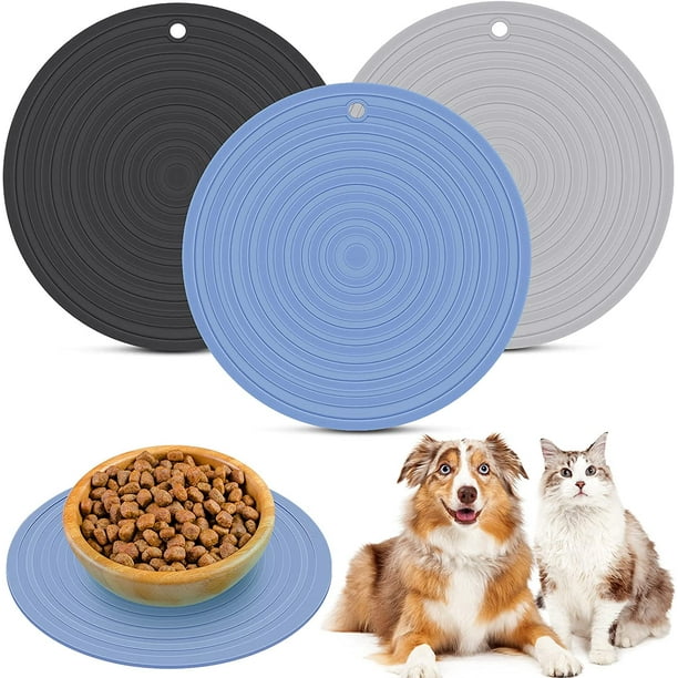 3 Pieces Silicone Pet Food Mat Pet Feeding Mat for Dog and Cat Food Bowl Place mat Preventing Food and Water Overflow Suitable for Medium and Small