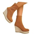 thumbnail image 3 of Wovix Womens Wedge Booties Elegant Ankle Boots Stacked Heeled Side Zipper Dress Shoes Trendy Streetwear Daily For Ladies Wedding Party Brown 39, 3 of 7