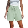 thumbnail image 3 of ClodeEU Women's Drawstring Waist Shorts with Pockets,Casual Comfort Summer Bottoms Green,Womens Plus M, 3 of 9