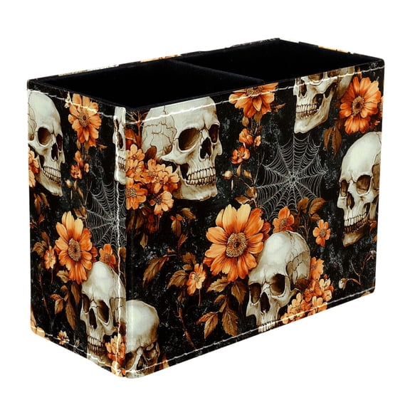 ERJLKXP Pen Holder for Desk Organizer,Halloween Sugar Skull Pencil Cup Holder,Pen Desktop Storage Box for Home and Office Makeup Brush Holder