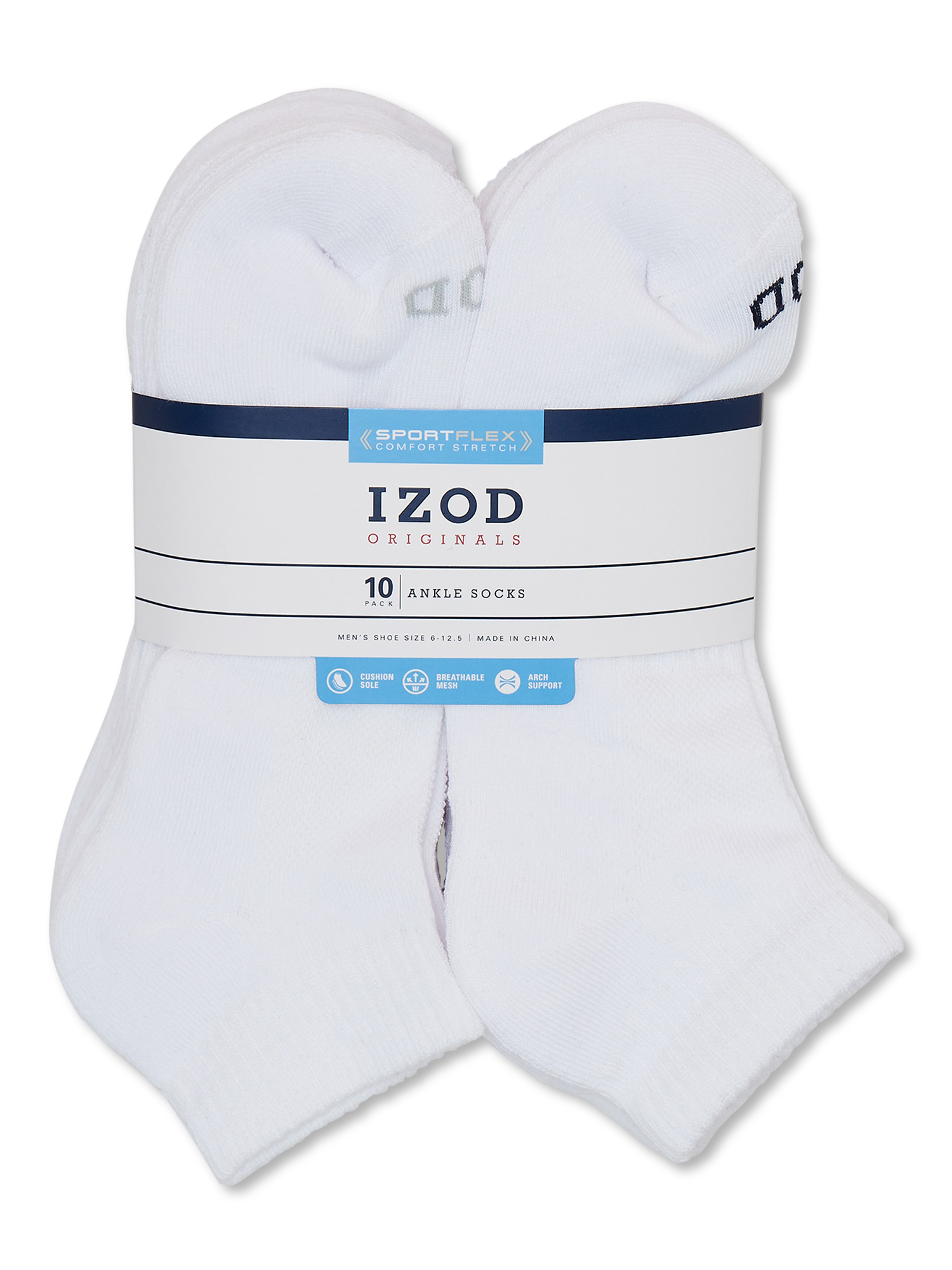 IZOD Originals Men's Athletic Terry Ankle Socks, 10-Pack