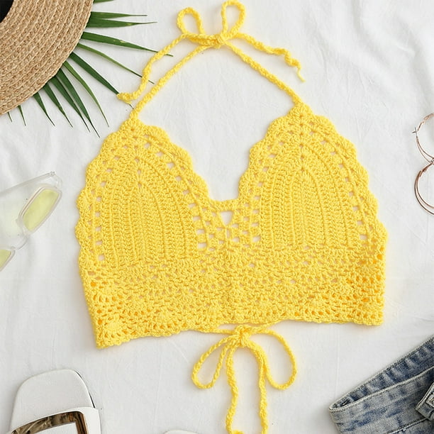 Top De Bikini De Punto Top De Sujetador De Ganchillo Top De Bikini De Ganchillo Atado Sujetador De Punto De Ganchillo Rendimiento De Primera Categoria Walmart en linea