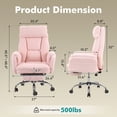 thumbnail image 2 of Genpo Cross Legged Office Chair, Criss Cross Desk Chair with Wheels, Pink Teddy Fleece Big and Tall Reclining Office Chair 500lbs with Foot Rest, Reversible Armrests & Wide Seat, 2 of 6