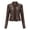 Coffee, variant on Defitshape Women's Soft Faux Leather Jacket Coat Motorcycle Bike Long Sleeve Zip Up Zippered Moto Top Thermal Outerwear Burgundy XX-Large