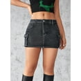 thumbnail image 6 of Michellecmm Women's Denim Cargo Skirt Tight Fitted High Waist Mini Bodycon Skirt with Pockets for Summer, 6 of 9
