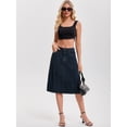thumbnail image 3 of DARING DIVA Women's A Line Back Waist Knee Length Jean Skirts Small Black Blue, 3 of 7