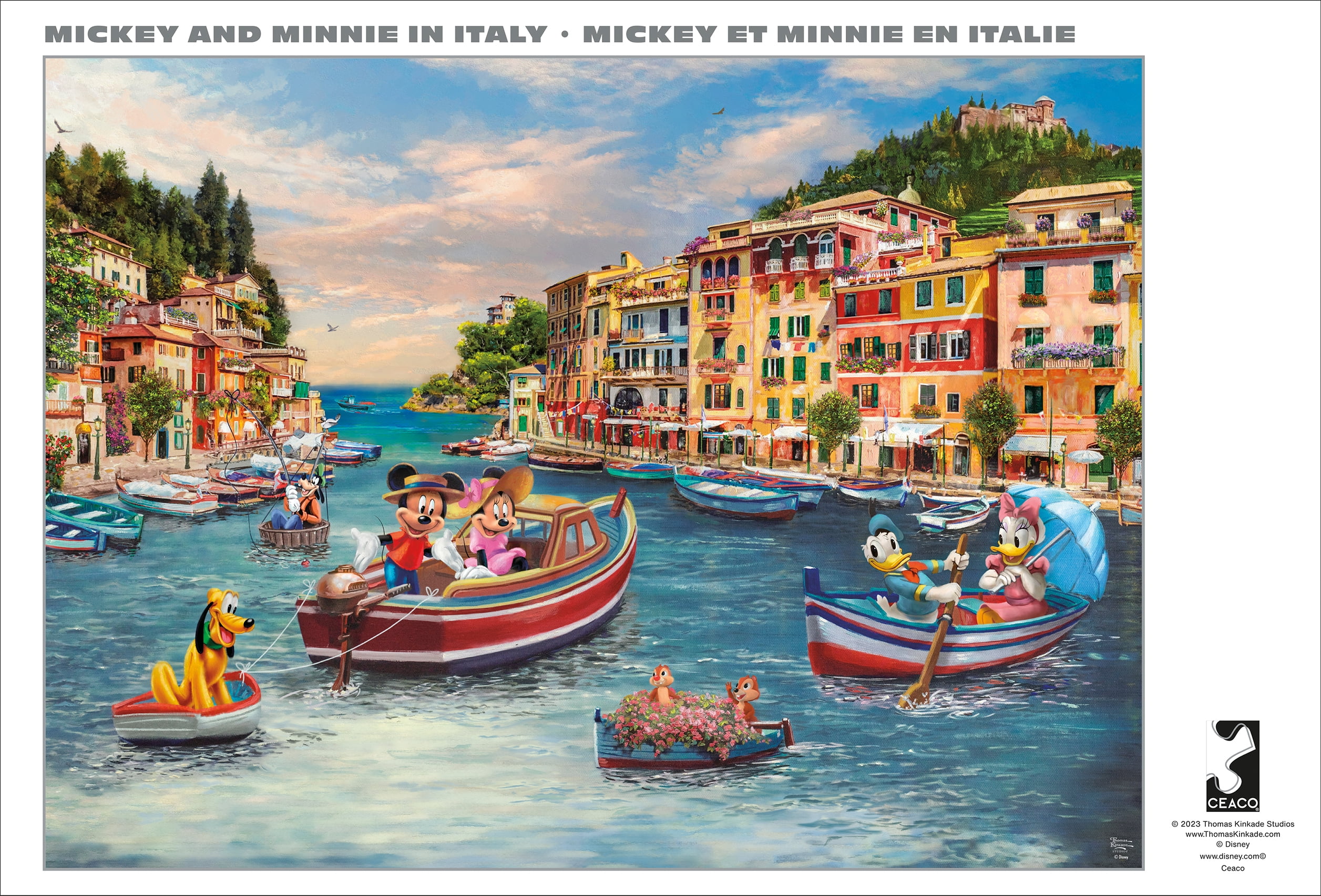 Puzzle en pièces entrelacées de 1000 pièces Ceaco Mickey et Minnie en Italie pour adultes à partir de 14 ans