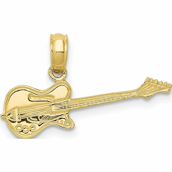10K Yellow Gold Electric Guitar Pendant (9 X 20) Made In Peru -Jewelry By Sweet Pea