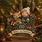 Personalized Acrylic Ornament Baby First Christmas Deer 2026