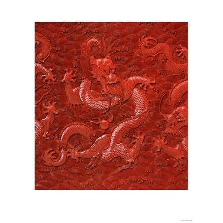 Lacquer Wall A Very Rare Imperial Cinnabar Lacquer Nine-Dragon Portable Tea-Ceremony Chest (Detail) Print Wall Art ()