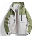 thumbnail image 2 of Windbreaker Jackets for Men Fashion Casual Solid Color Pockets Zipper Jacket Long Sleeve Hooded Casual Outwear Coat Men's Windbreakers Green 2XL, 2 of 4