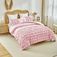 thumbnail image 3 of URBONUR Pink Queen Size Duvet Cover Set for Girls Ruffle Waterfall Girls Duvet Cover with Zipper Multi-Layers Comforter Covers with Pillowcases, 3 of 9