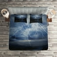 thumbnail image 2 of Ambesonne Nature Quilted Coverlet 3 Pcs, Thunderstorm over Road, King Size, Dark Blue Grey, 2 of 2