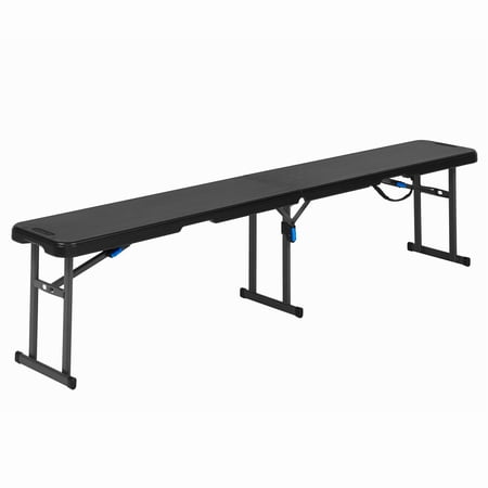 Mainstays 6 Foot Fold-in-Half Bench, Steel Frame, Indoor Outdoor, Includes Carry Handle, Black
