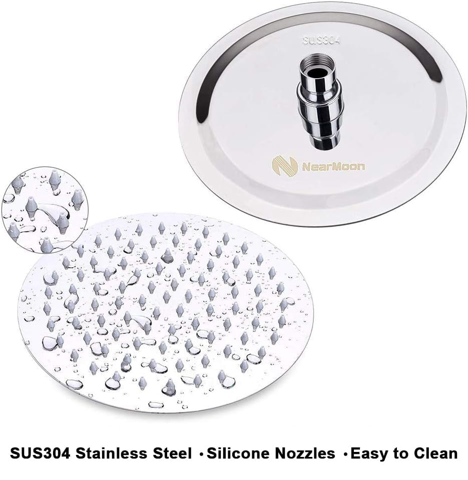 Rain Shower Head with 11 Inch Adjustable Arm, High Pressure Stainless Steel Rainfall Shower, Ultra-Thin Design, Pressure Boosting Chrome Finish